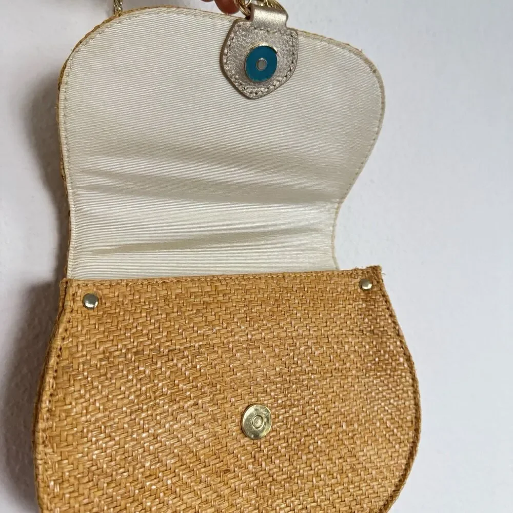 Lilly Pulitzer Sirena Straw One Shoulder Crossbody Bag Natural Boho Hippie - Picture 5 of 16